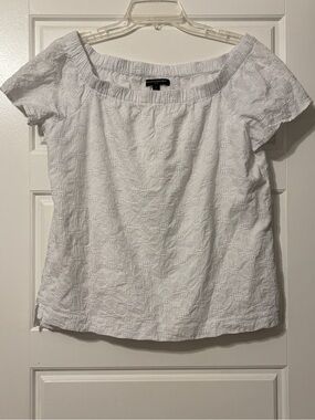 Banana Republic White Eyelet Off-Shoulder Cotton Top